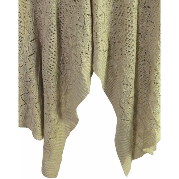 Romeo & Juliet Couture Open-Knit Shawl Sweater Oversized Beige Tan Women's Med - Picture 3 of 9